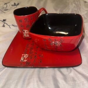 Plate bowl and mug set